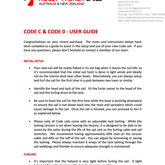 Code C / 0 Operating Instructions
