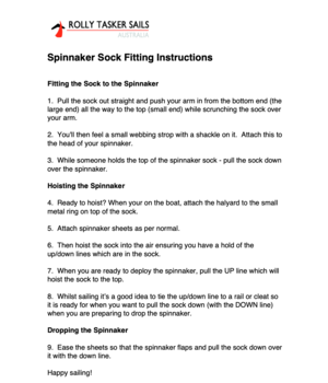 Spinnaker sock fitting instructions